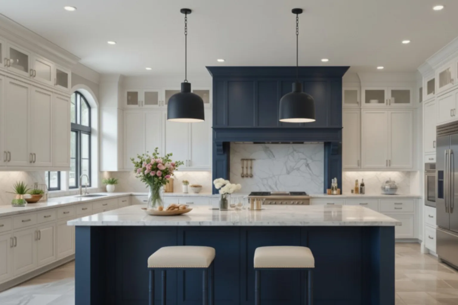 Navy Transitional classic kitchens by Home Studio Interiors