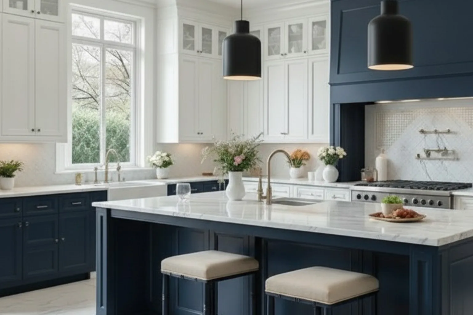 Navy Transitional kitchens detail
