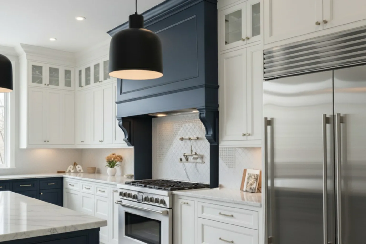 Navy Transitional kitchens detail